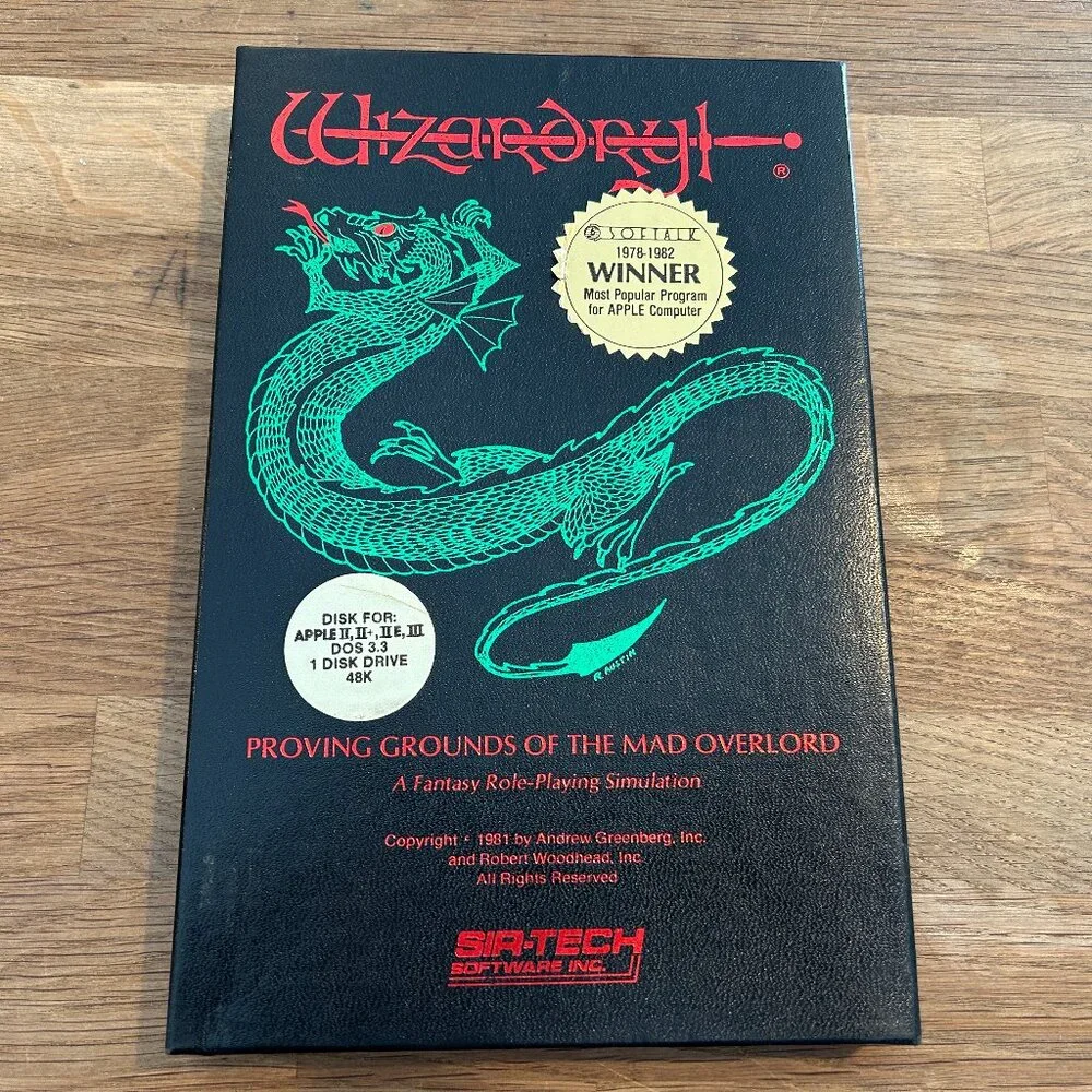 Vintage Apple II RPG Wizardry: Proving Grounds of the Mad Overlord - Sir-Tech -